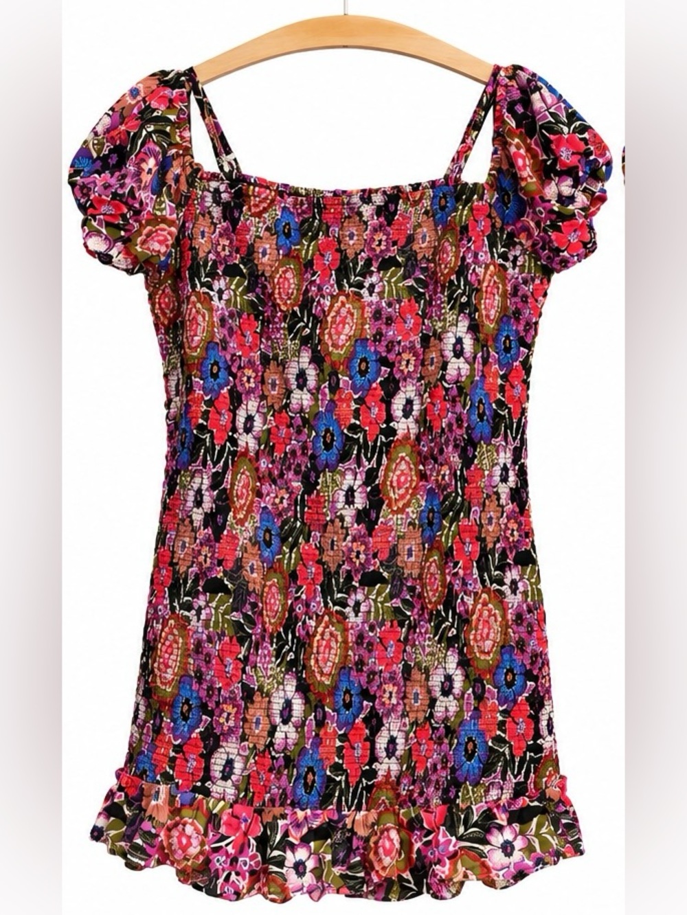 Forever 21 Multicolor Floral Smocked Mini Dress